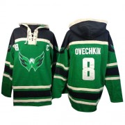 Old Time Hockey Washington Capitals 8 Men's Alex Ovechkin Green Authentic St. Patrick's Day McNary Lace Hoodie NHL Jersey