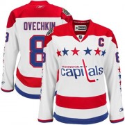 Reebok Washington Capitals 8 Womne's Alex Ovechkin White Women's Authentic Third NHL Jersey