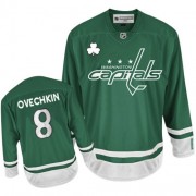 Reebok Washington Capitals 8 Youth Alex Ovechkin Green Authentic St Patty's Day NHL Jersey
