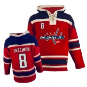 Old Time Hockey Washington Capitals 8 Men's Alex Ovechkin Red Authentic Sawyer Hooded Sweatshirt NHL Jersey