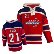 Old Time Hockey Washington Capitals 21 Men's Brooks Laich Red Authentic Sawyer Hooded Sweatshirt NHL Jersey