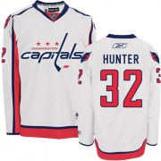 Reebok Washington Capitals 32 Men's Dale Hunter White Authentic Away NHL Jersey