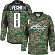 Reebok Washington Capitals 8 Men's Alex Ovechkin Camo Authentic Veterans Day Practice NHL Jersey